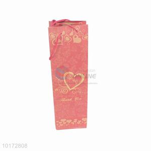 Heart printed wine bottle packaging paper bags