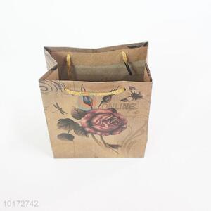 Trendy printed kraft paper bag with handle