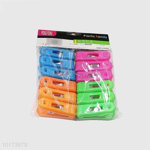 Factory Direct Colorful Plastic Clothes Pin /Peg/Clips, 12Pieces/Bag