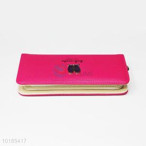 Wholesale Rose Red Rectangular PU Purse/Wallet for Ladies