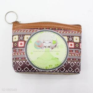 Colorful Girl Printed Coin Purse Wallet PVC with Lining Pouch Money Bag