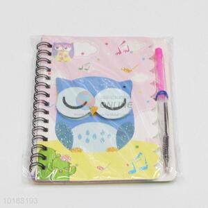 New Owl Design Cheap Portable Notebook with Pen