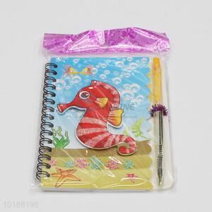 Hippocampus Pattern Office Supply Notebook with Pen