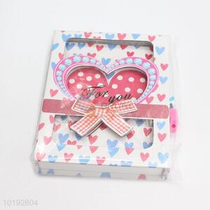 Heart Bowknot Printed Creative Student Notebook with Lock