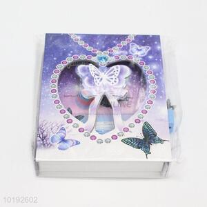 Butterfly Design Purple Color Girl Gift Student Notebook with Lock