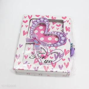 Promotional Purple Heart Printed Students Cardboard Cover Notebook with Lock