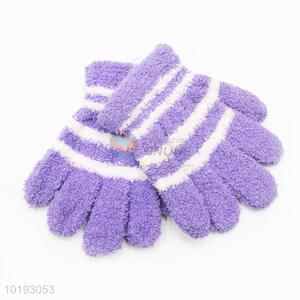 Double Color Striped Gloves For Girls