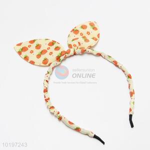 Strawberry Printed Lovely Rabbit Ear Design Hair Band