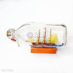 Latest Design Lucky Drift Glass Bottle with Sailing Boat inside