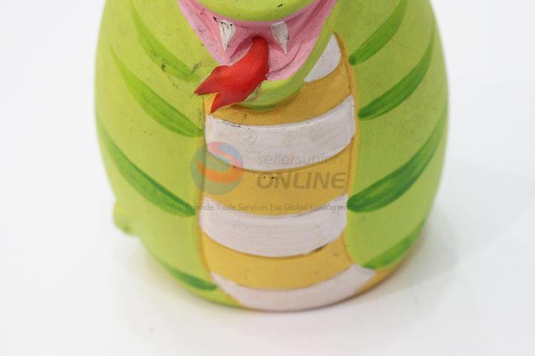 Promotional cheap cute green snake shape money box