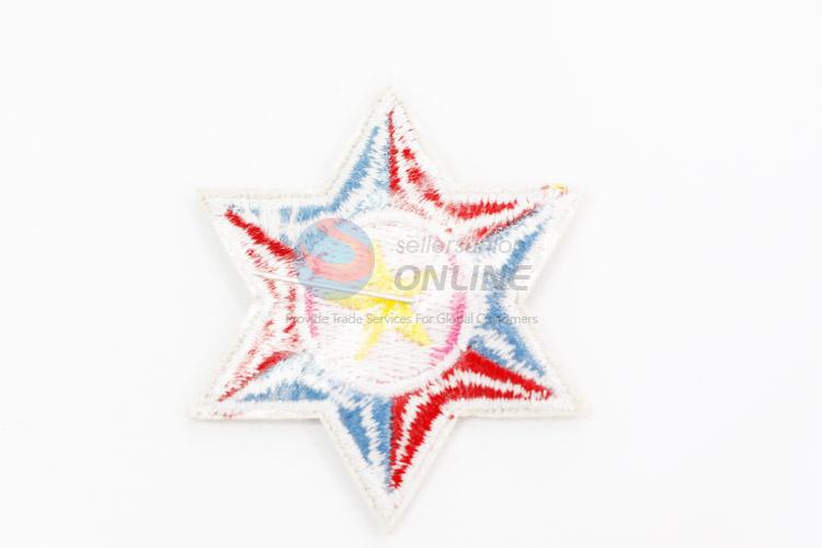 Hot selling six-point star shape embroidery badge brooch