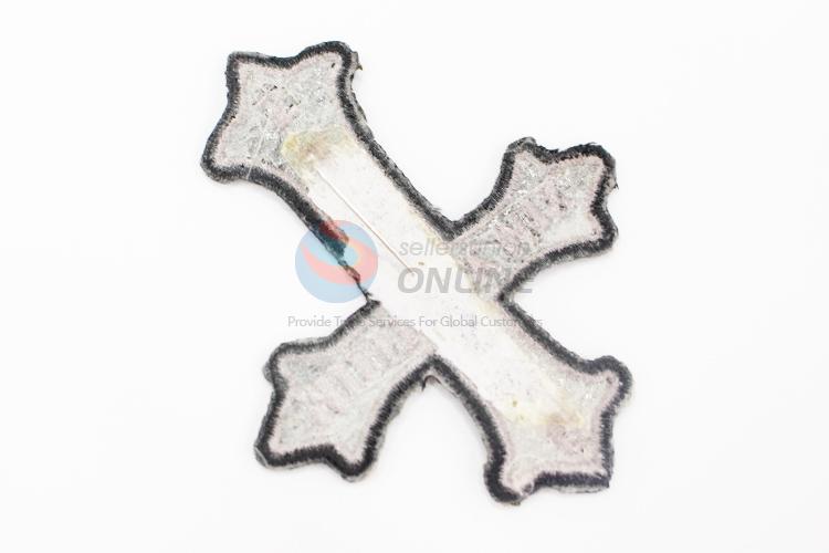 Cool design cross shape embroidery badge brooch