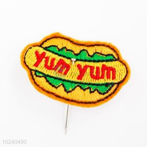 Good quality hamburger shape embroidery badge brooch