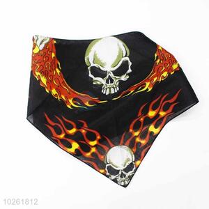 Skull Pattern Black 100% Cotton Printing Head Kerchief Square Bandana