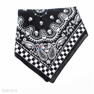 Skull and Check Pattern 100% Cotton Printing Head Kerchief Square Bandana