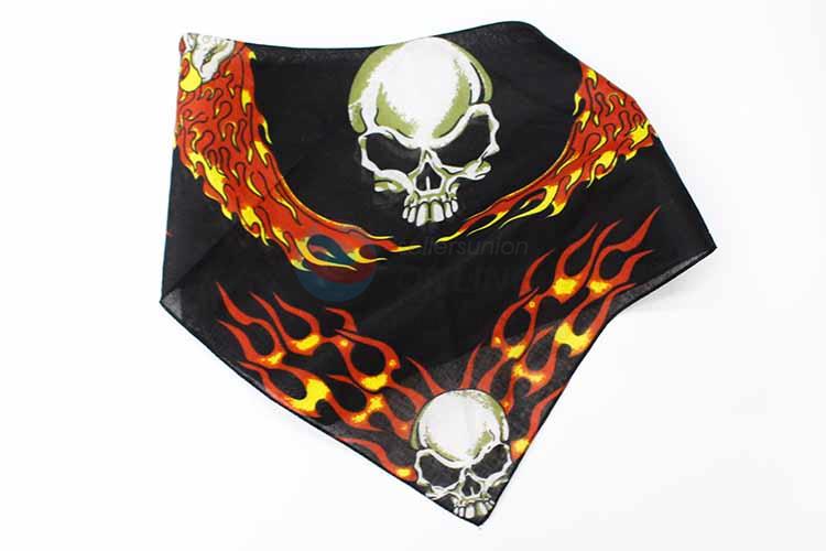 Skull Pattern Black 100% Cotton Printing Head Kerchief Square Bandana