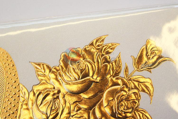 Top Seller Golden Flower Pattern Paper Greeting Card/Wishes Gift Card