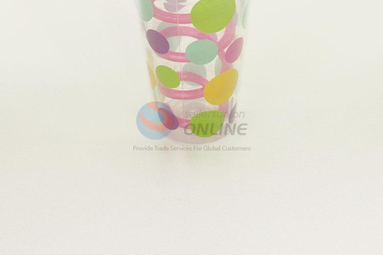 Colorful Bubbles Pattern Plastic Creative Fruit Juice for Summer Water Bottles Ice Plastic Cup with Straw