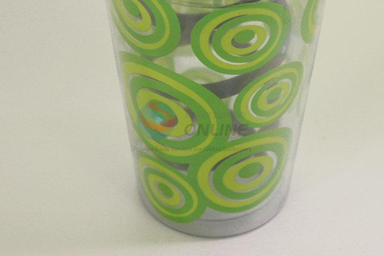 Factory Price Green Color Bubbles Pattern Water Cup Tea Cup Plastic Cup with Black Straw