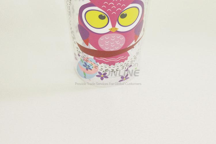 New Arrival Cartoon Owl Printed Plastic Creative Fruit Juice for Summer Water Bottles Ice Plastic Cup with Straw