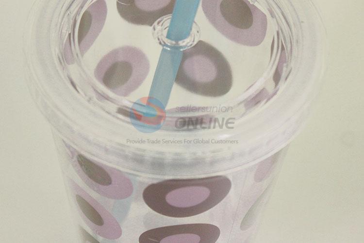 Fashion Design Plastic Bubbles Printed Cup with Straw Creative Personalized Coffee Milk Tea Cup Potable Cup