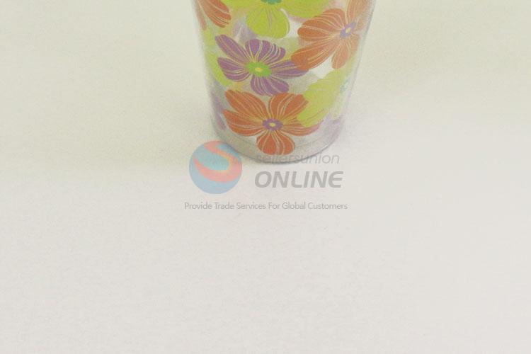 Popular Style Water Bottle Creative Plastic Flower Pattern Cup with Straw Summer Wall Water Cup