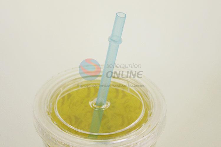 Cheap Price Plastic Yellow Color Cartoon Bee Cup with Blue Straw Creative Tea Cup Potable Cup