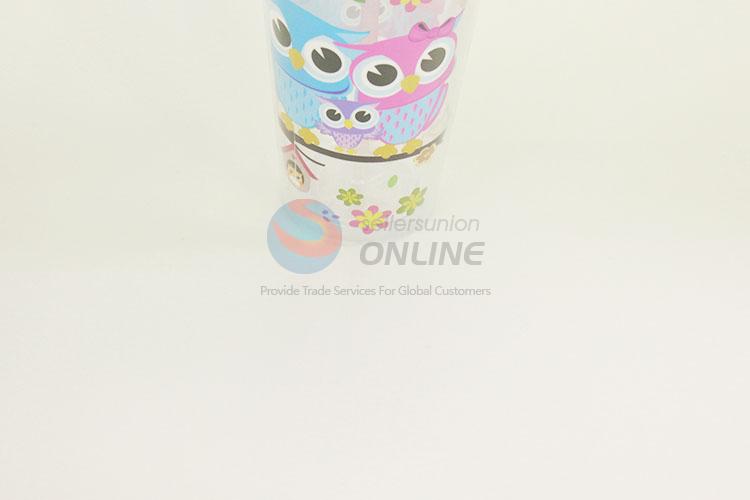 Plastic Cup with Straw High Temperature Cup Water Plastic Transparent Portable Owl Family Drinking Bottle