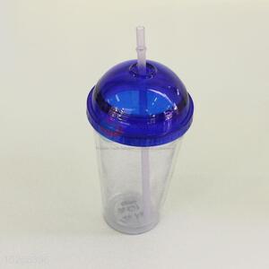 Wholesale Plastic Transparent Cup with Straw Creative Personalized Coffee Milk Tea Cup Potable Cup