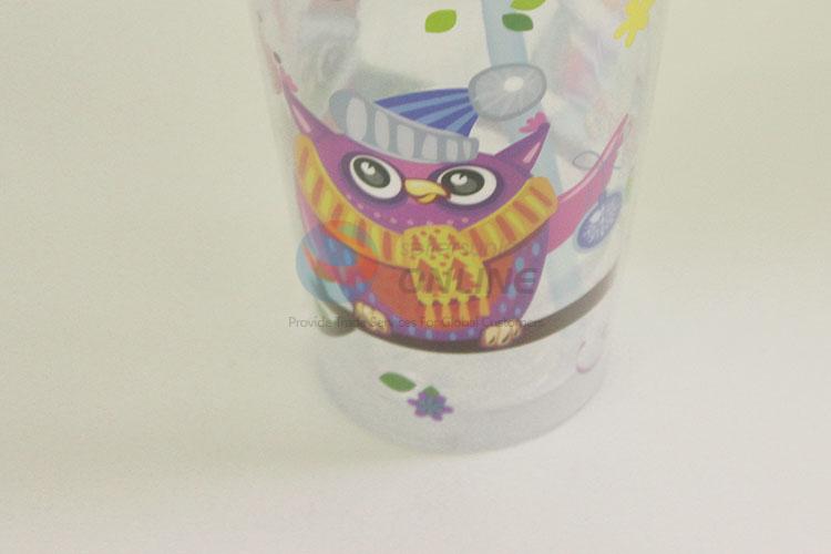 Factory Supplies Cartoon Owl Pattern Water Cup Tea Cup Plastic Cup with Black Straw