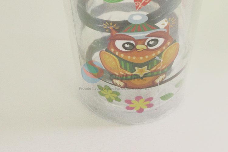 Wholesale Plastic Transparent Color Cartoon Owl Printed Cup with Black Straw Creative Tea Cup Potable Cup