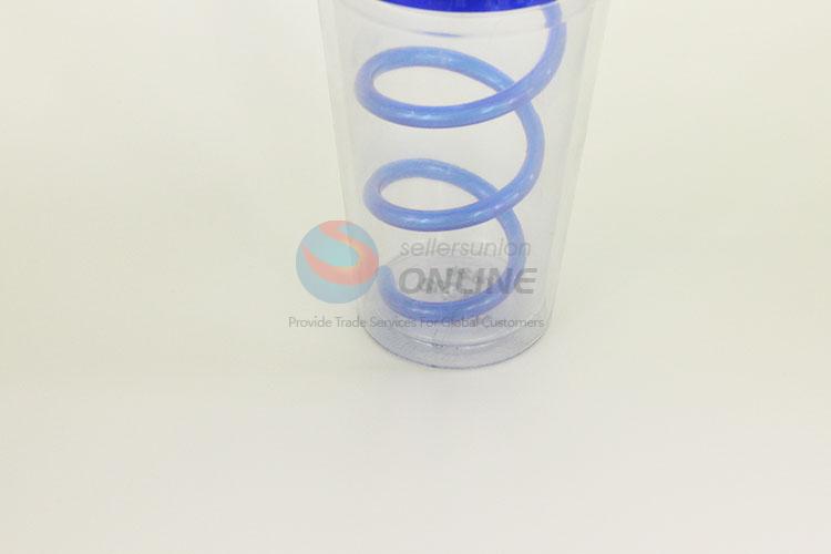 Simple Design Plastic Creative Fruit Juice for Summer Water Bottles Ice Plastic Cup with Blue Crooked Straw