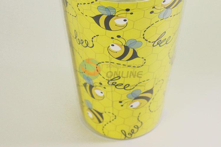 Cheap Price Plastic Yellow Color Cartoon Bee Cup with Blue Straw Creative Tea Cup Potable Cup