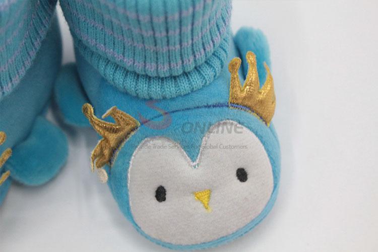 Wholesale penguin pattern Super soft Coral fleece baby shoes