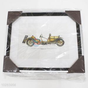 Hot-Selling Yellow Color Vintage Vehicle Design Wall Painting Crafts with Black Frame