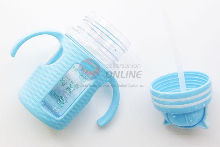 Cute Owl Shape Straw Bottle Plastic Baby Water Bottle With Handle