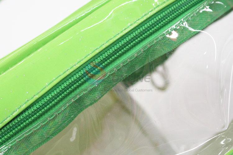 Nice Design Green Transparent Ladies Women Bag Cosmetic Case Wash Bag