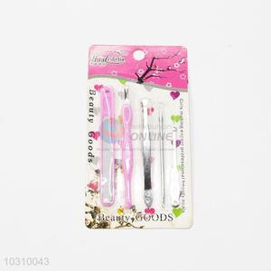 Promotional Gift Beauty Set Cuticle Pusher/ Eyebrow Tweezers/ Nail File/ Earpick