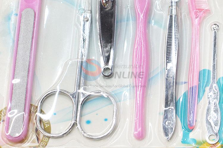 Factory Direct Girl Beauty Set Cuticle Pusher/ Nail File/ Nail Clipper/ Eyebrow Scissors/ Comb/ Earpick