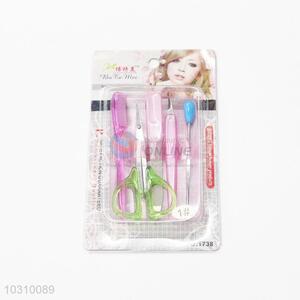 Popular Cosmetic Manicure Set Eyebrow Scissors/ Cuticle Pusher/ Nail File/ Comb