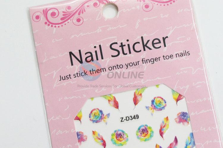 Normal best good colorful flowers&feathers nail sticker