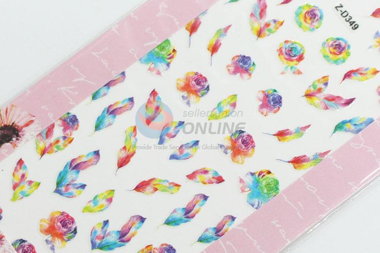 Normal best good colorful flowers&feathers nail sticker