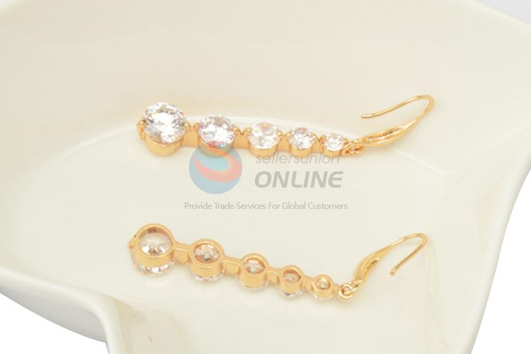 Fancy design hot selling zircon long earrings