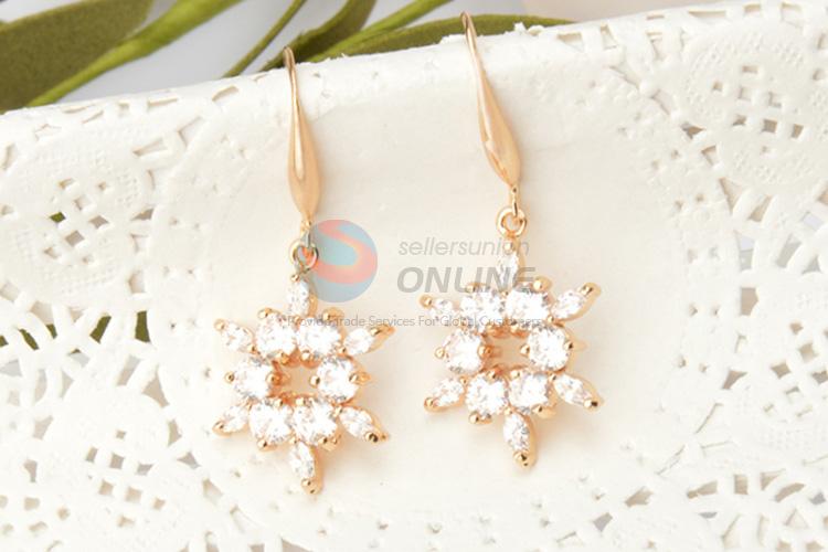 Beautiful style good quality real gold plated zircon earrings