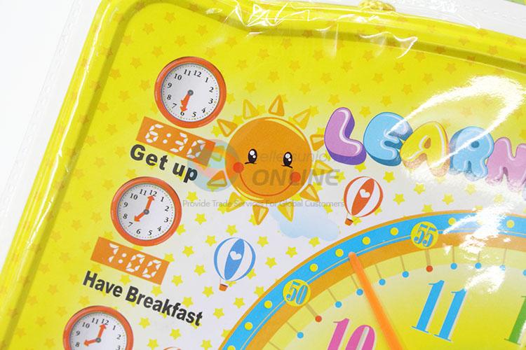 Plastic clock shaped kids drawing board with pen