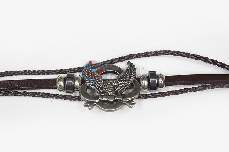 Good Factory Price Retro Leather Woven Charm Bracelet