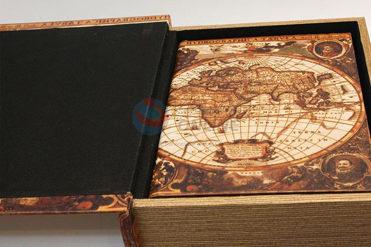 Latest design world map pattern vintage book storage box_3 pcs