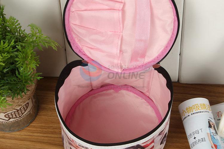 Portable Round Cosmetic Bag Colorful Pvc Makeup Case