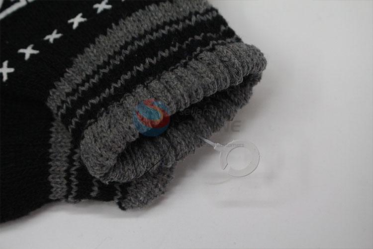 Competitive price black knitted cotton gloves