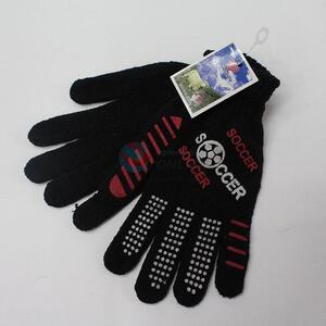 Popular black knitted cotton gloves